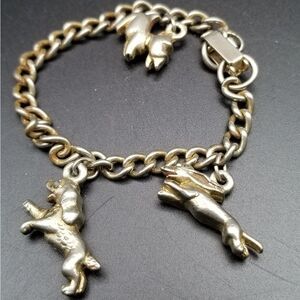 Puppies at play dog lover charm bracelet memorial gift pet lover. B420